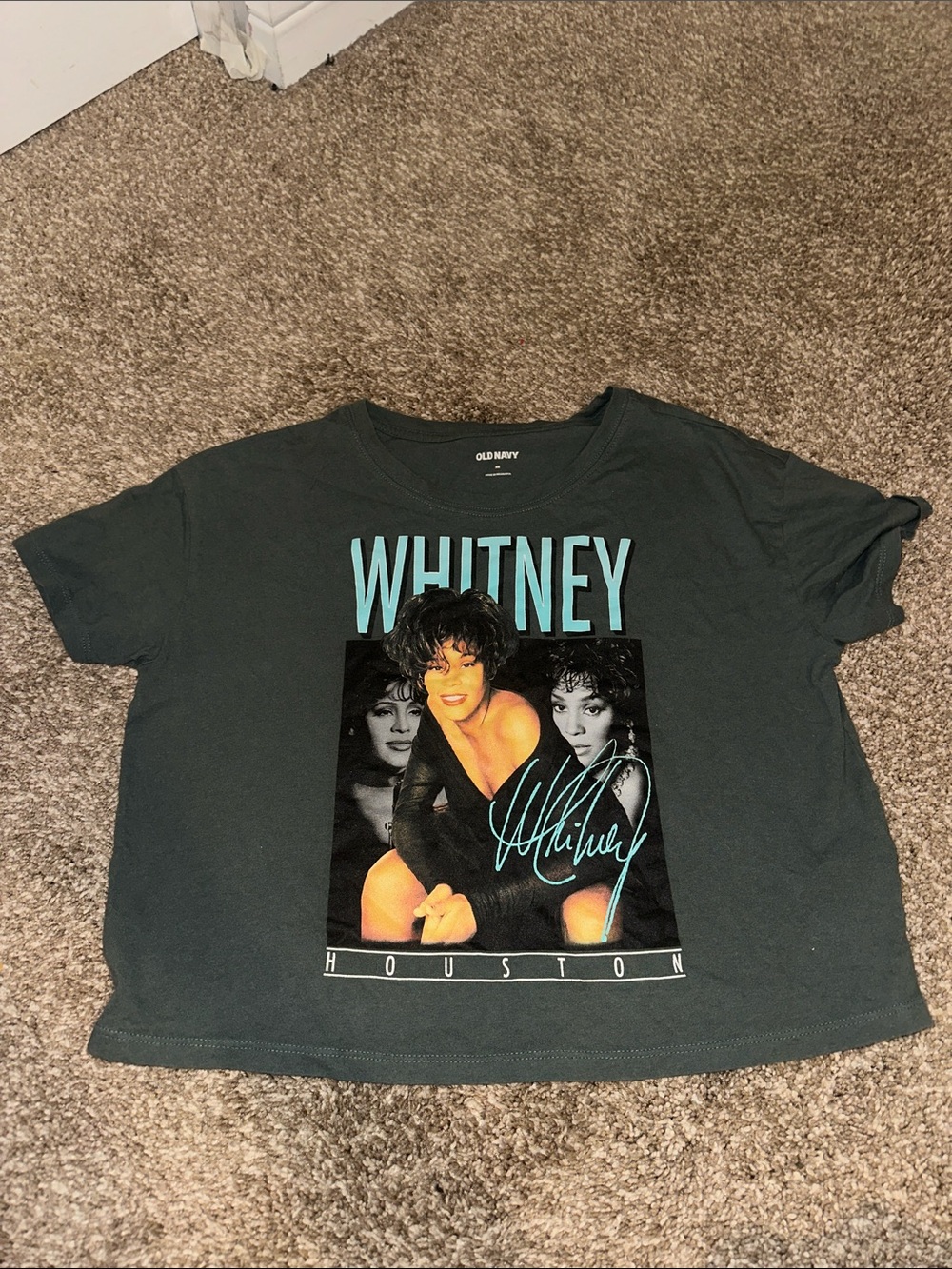Old Navy Whitney Houston Graphic Tee - Teal/Black